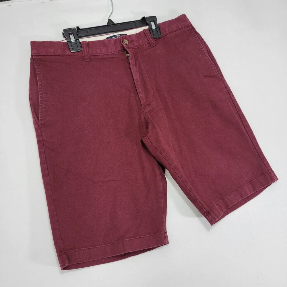 J.Crew‎ Mercantile Flex Men's Chino Shorts Flat Front Burgundy Size 32 / 10